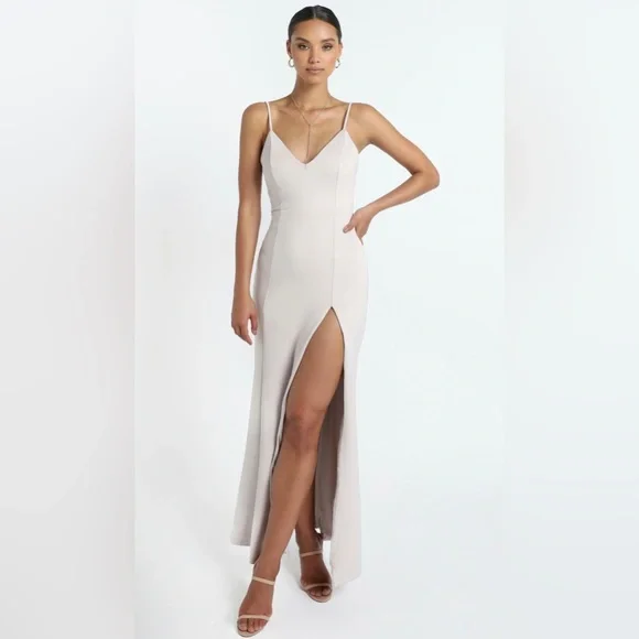 DARE TO DREAM SPLIT MAXI DRESS IN STONE